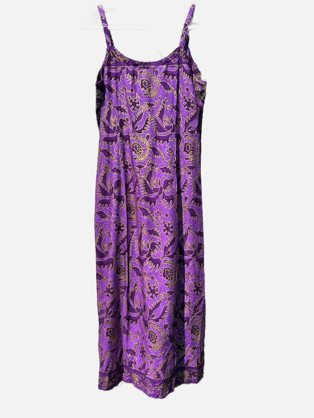 Vintage Purple Batik 100% Rayon Slit Sundress